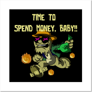 Vintage Design Illustration - Time To Spend Money Posters and Art